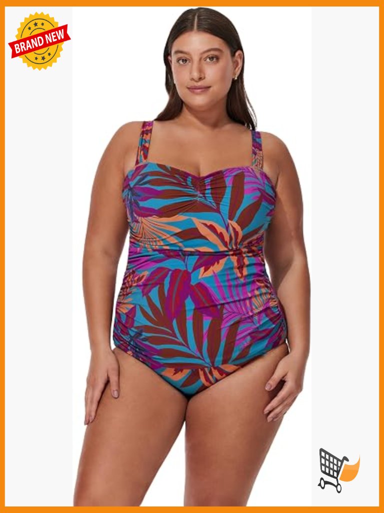 Plus Size Tankini Top With Underwire Bra Adjustable Straps